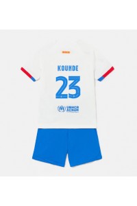 Fotbalové Dres Barcelona Jules Kounde #23 Dětské Venkovní Oblečení 2023-24 Krátký Rukáv (+ trenýrky)